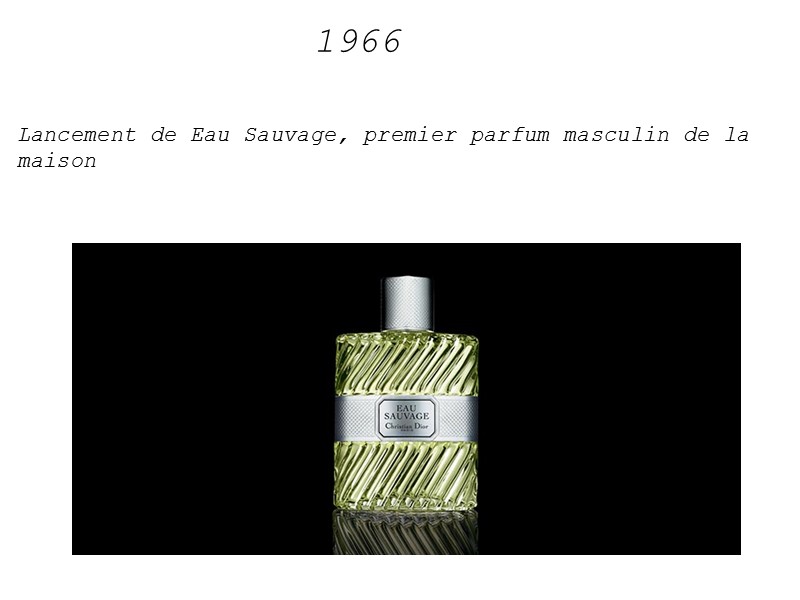 Lancement de Eau Sauvage, premier parfum masculin de la maison 1966